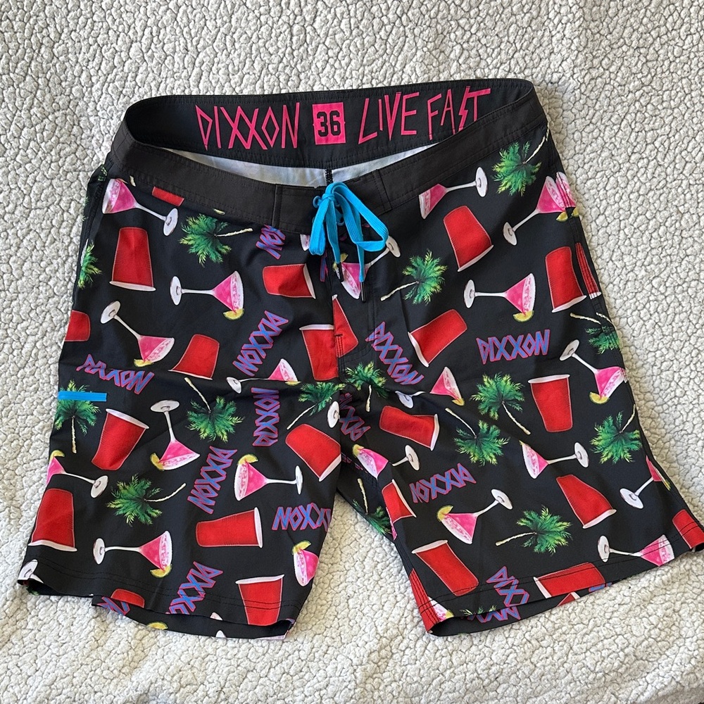 DIXXON Black Tropical Party Board Shorts